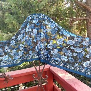 Beautiful Turquoise Rose Burnout scarf fringed